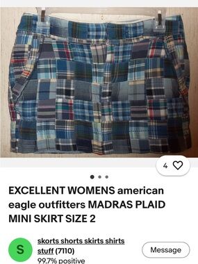 American eagle 🦅 outfitters Patchwork Plaid Mini Skirt - Blue Multicolor